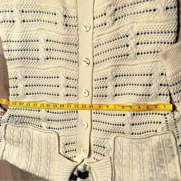 70's LeRoy Grandpa Chunky Wool Blend Textured Knit Oversized Sweater Jacket M - Picture 13 of 17